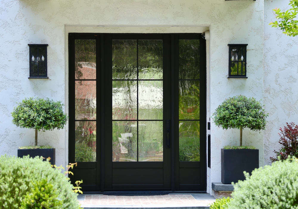 Double porte d'entrée en verre 